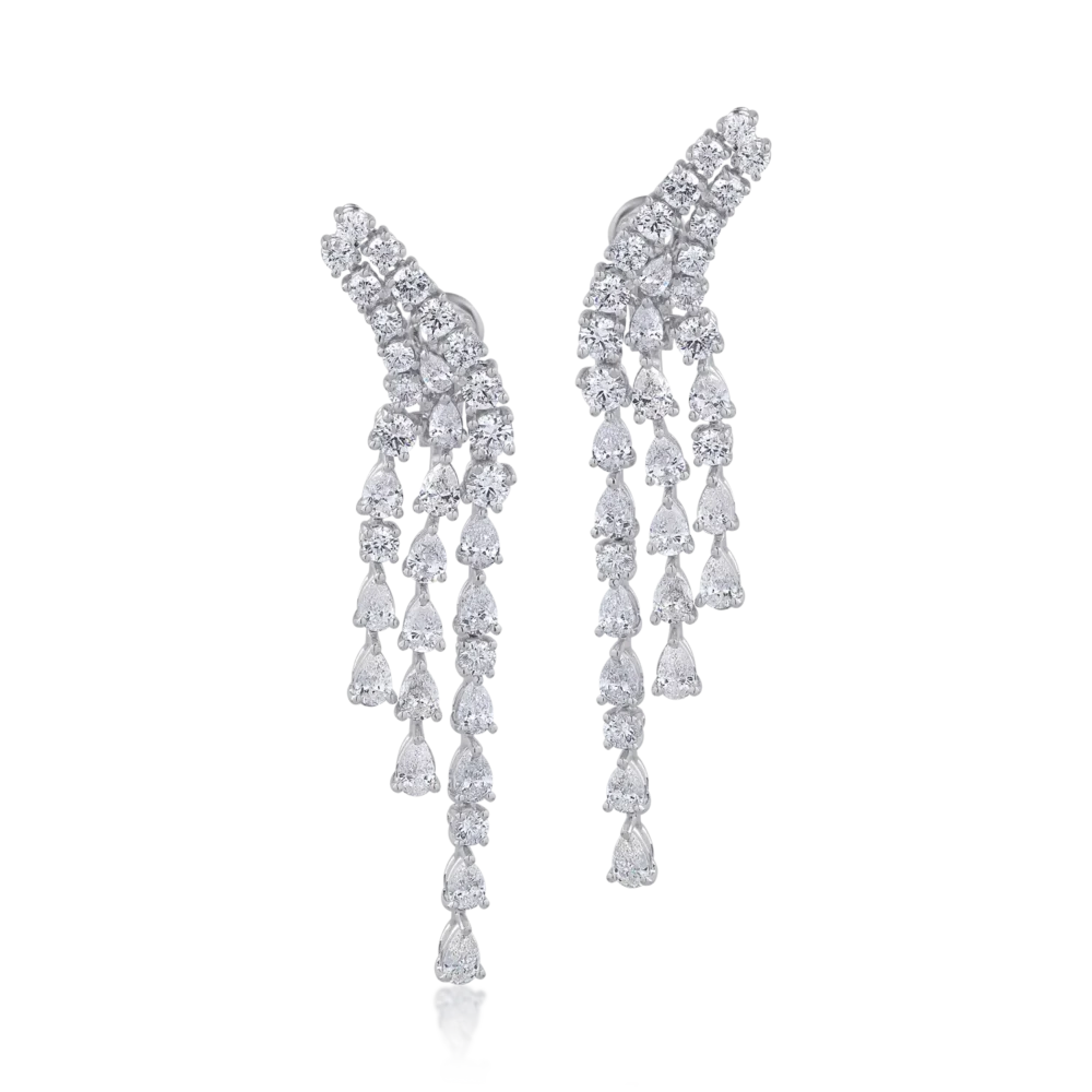 Cercei din aur alb cu diamante pear si round de 6.19ct - imagine 2