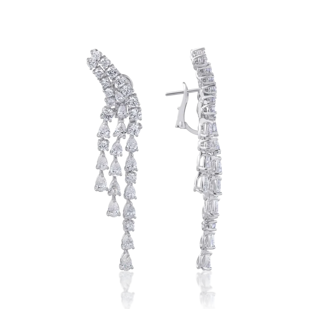 Cercei din aur alb cu diamante pear si round de 6.19ct - imagine 3