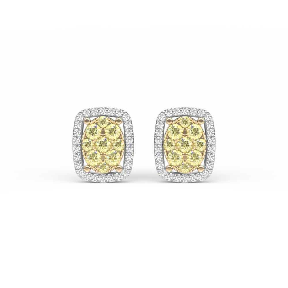 Cercei din aur alb cu diamante galbene de 0.335ct si diamante de 0.138ct - imagine 2