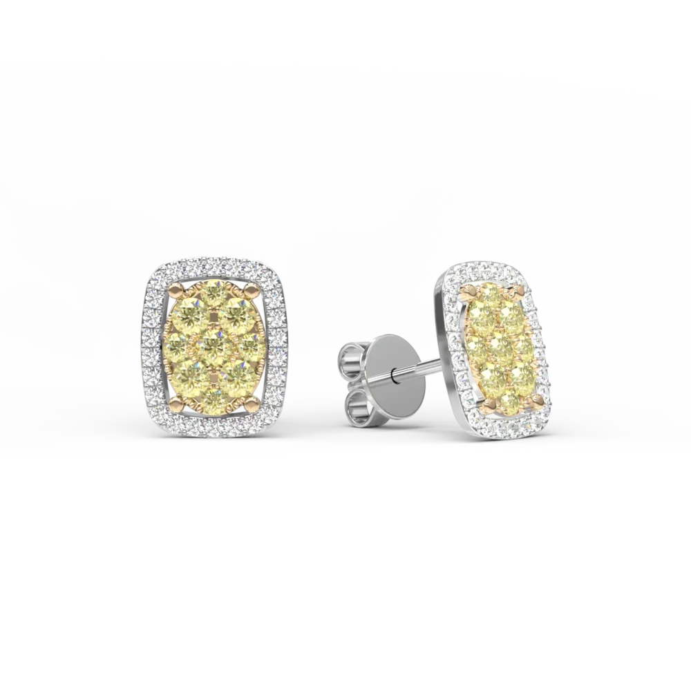 Cercei din aur alb cu diamante galbene de 0.335ct si diamante de 0.138ct