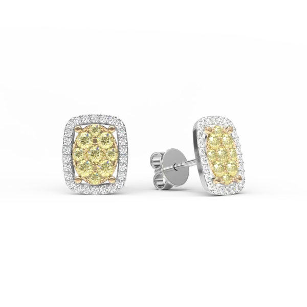 Cercei din aur alb cu diamante galbene de 0.335ct si diamante de 0.138ct
