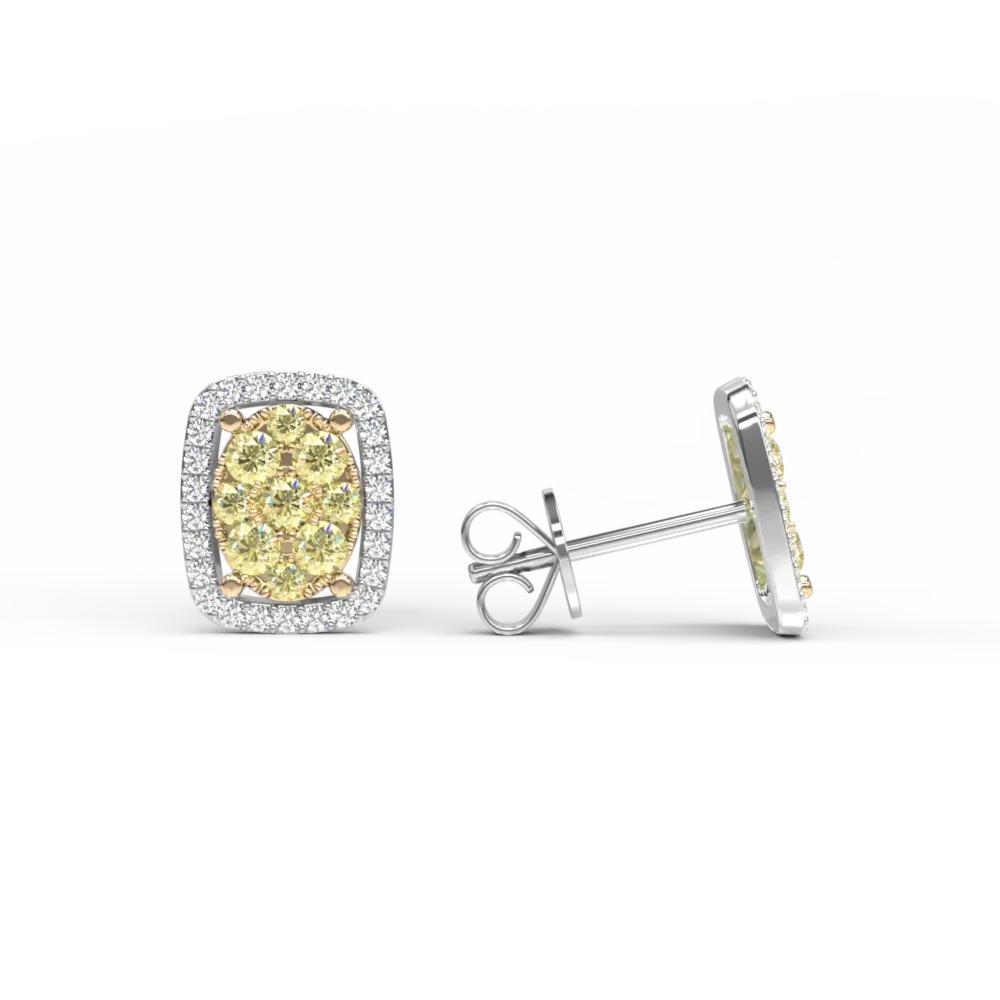 Cercei din aur alb cu diamante galbene de 0.335ct si diamante de 0.138ct - imagine 3
