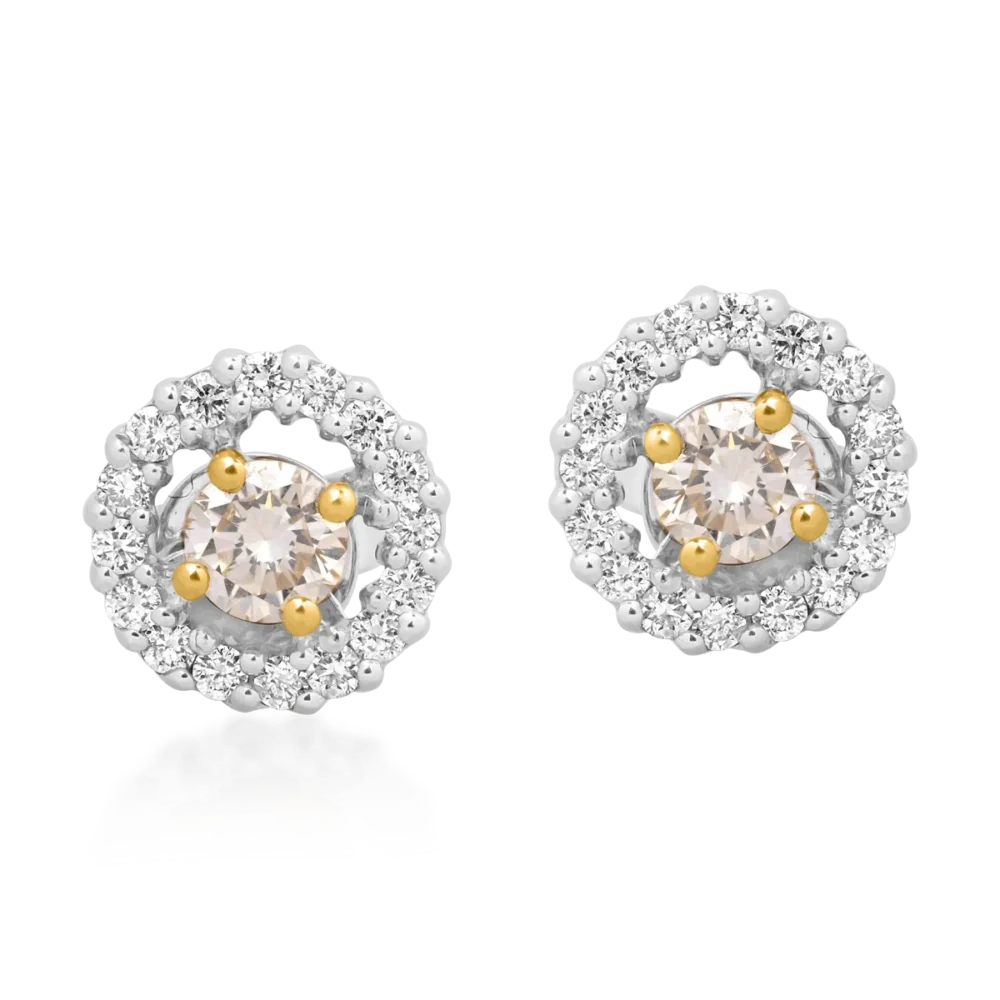 Cercei din aur alb cu diamante galbene de 0.41ct si diamante transparente de 0.33ct - imagine 2