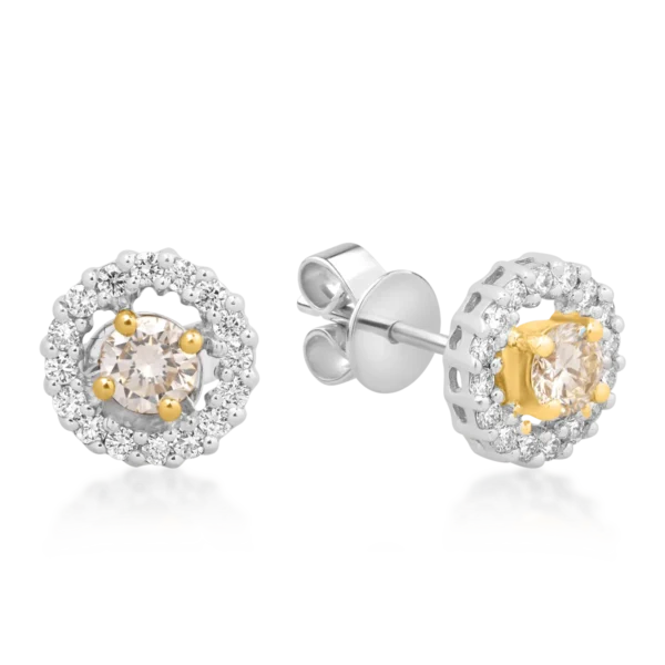 Cercei din aur alb cu diamante galbene de 0.41ct si diamante transparente de 0.33ct