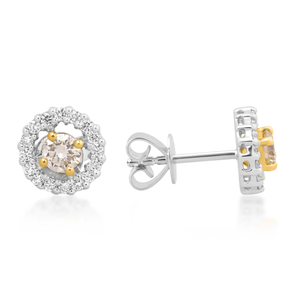 Cercei din aur alb cu diamante galbene de 0.41ct si diamante transparente de 0.33ct - imagine 3