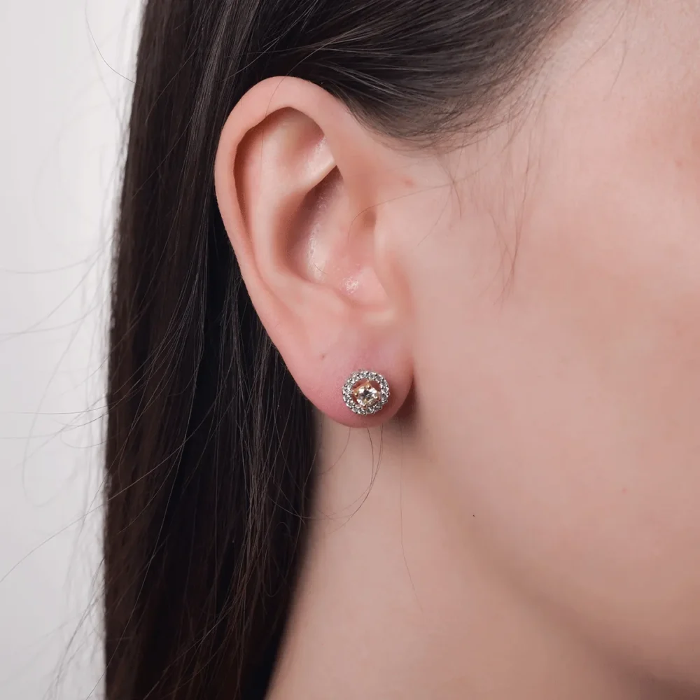 Cercei din aur alb cu diamante galbene de 0.41ct si diamante transparente de 0.33ct - imagine 4