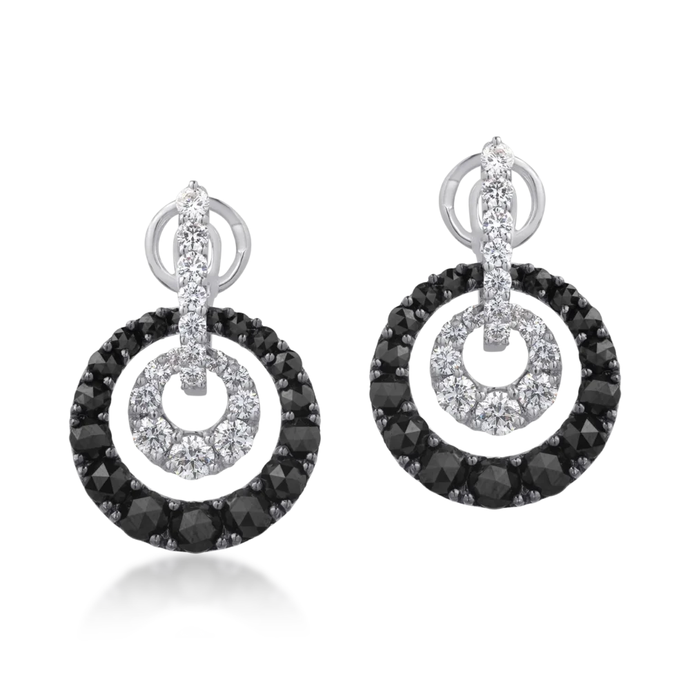 Cercei din aur alb cu diamante negre de 4.86ct si diamante transparente de 1.96ct - imagine 2