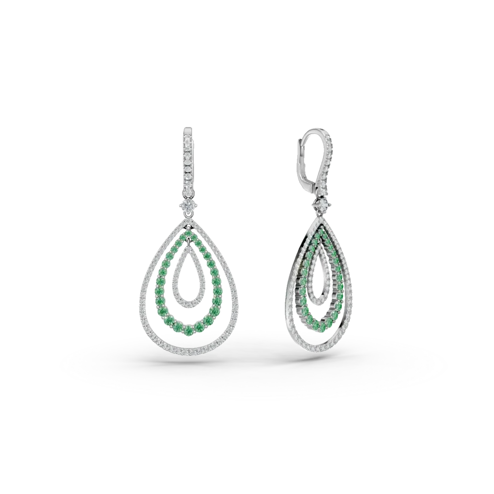 Cercei din aur alb cu pietre pretioase de 3.39ct