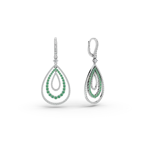 Cercei din aur alb cu pietre pretioase de 3.39ct