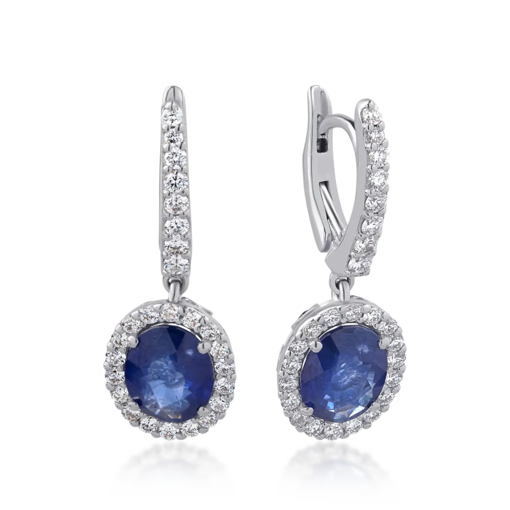 Cercei din aur alb cu pietre pretioase de 4.26ct