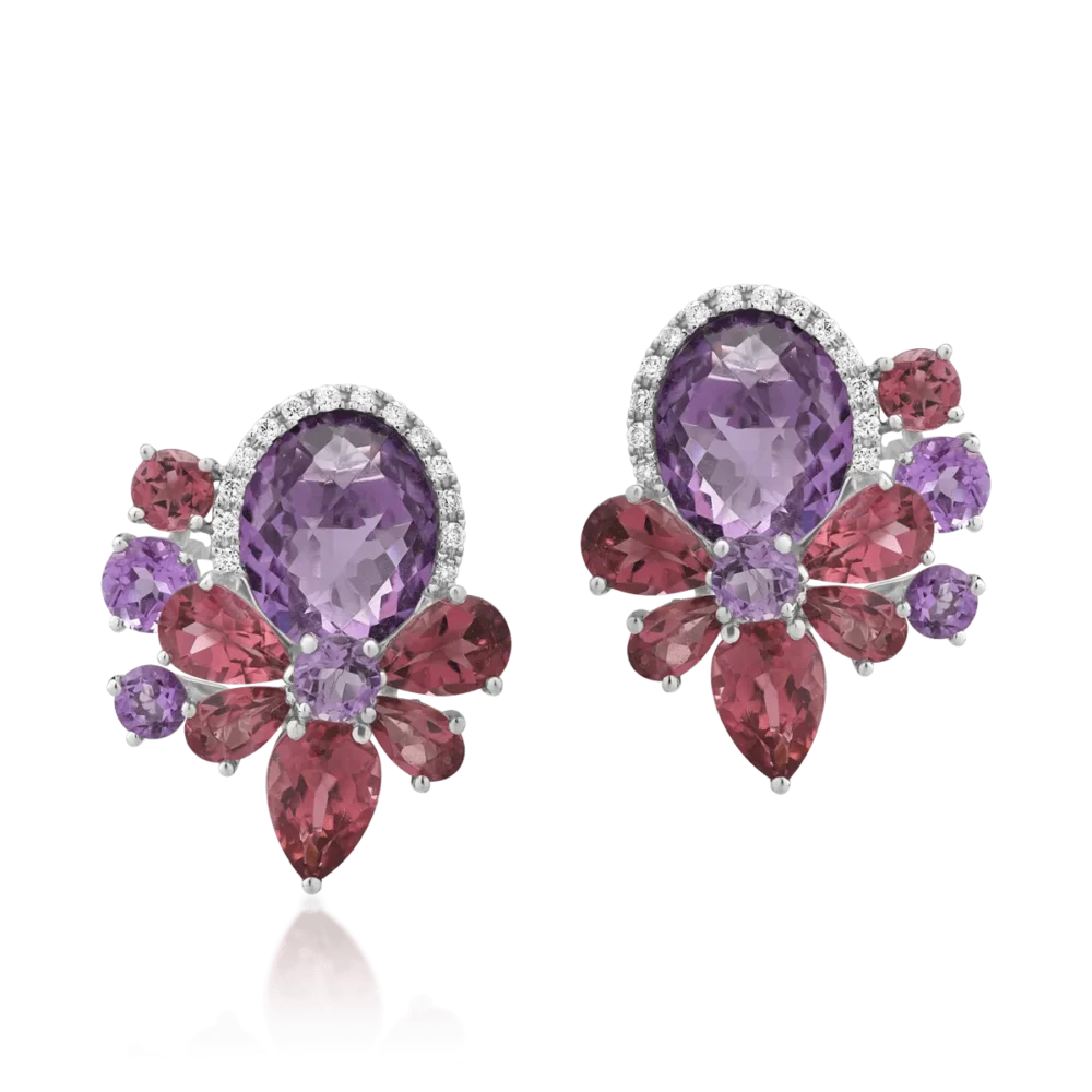 Cercei din aur alb cu pietre pretioase si semipretioase de 10.66ct - imagine 2