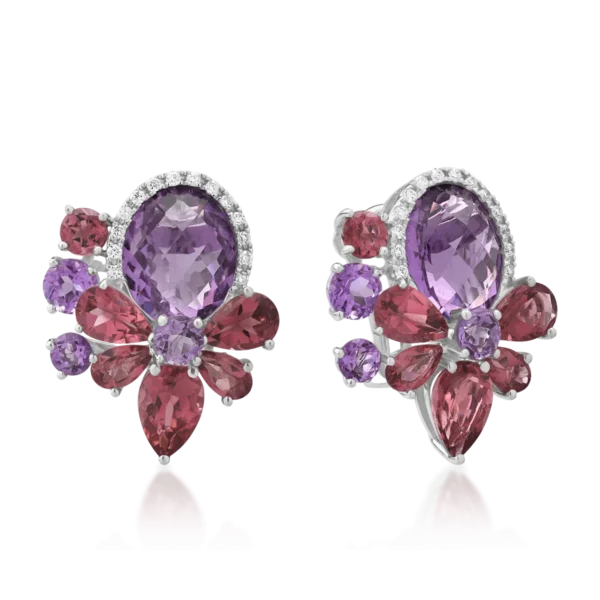 Cercei din aur alb cu pietre pretioase si semipretioase de 10.66ct