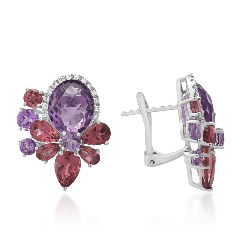 Cercei din aur alb cu pietre pretioase si semipretioase de 10.66ct - imagine 3