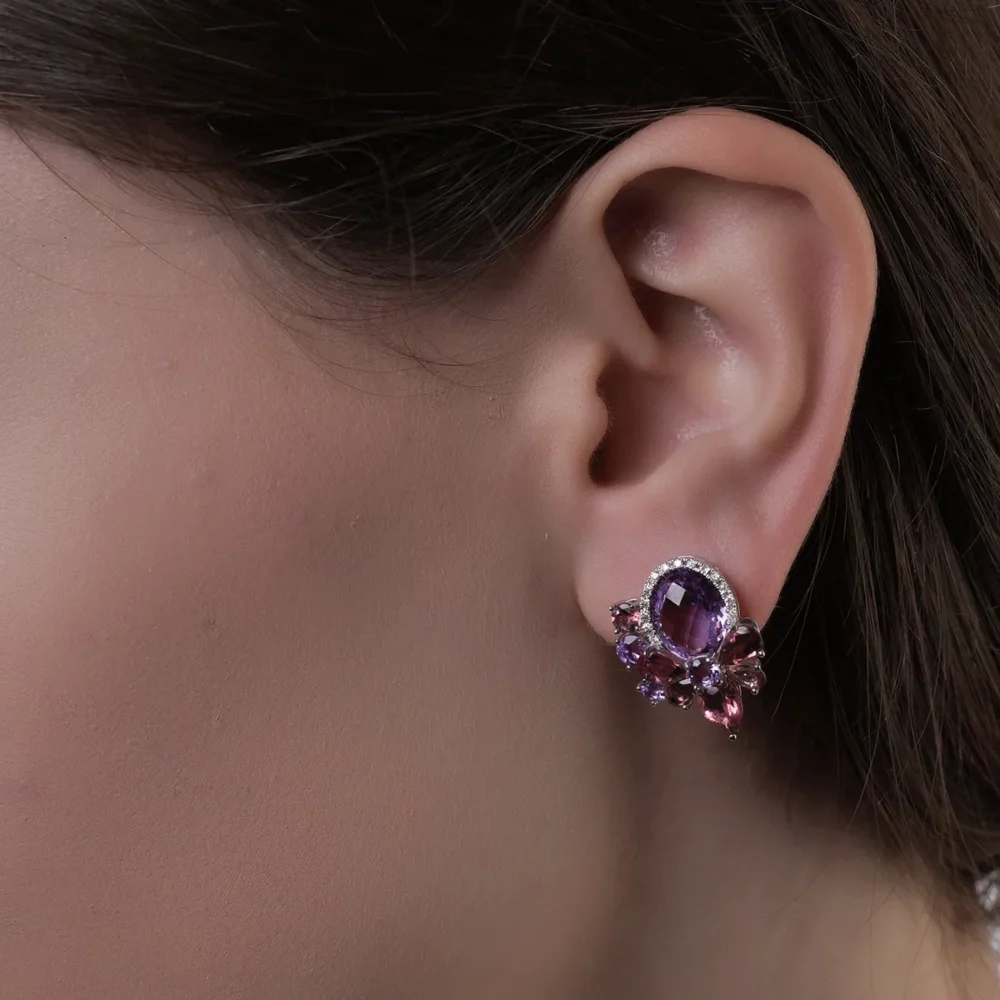 Cercei din aur alb cu pietre pretioase si semipretioase de 10.66ct - imagine 4