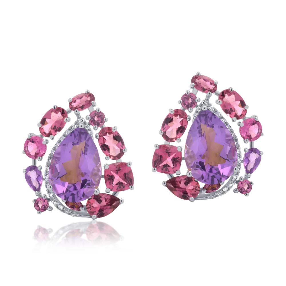 Cercei din aur alb cu pietre pretioase si semipretioase de 14.97ct - imagine 2