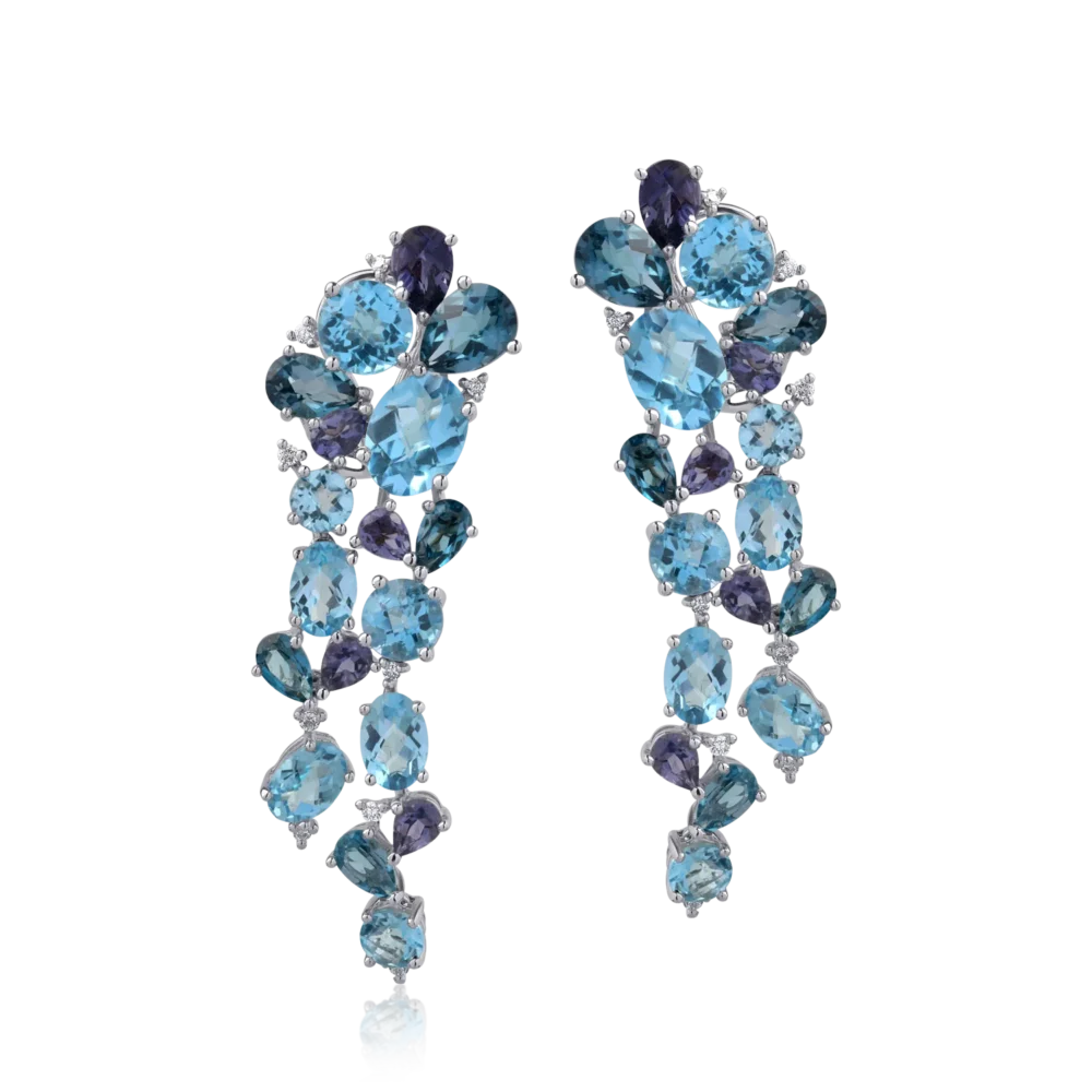 Cercei din aur alb cu pietre pretioase si semipretioase de 17.67ct - imagine 2