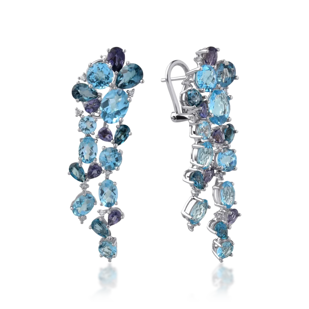 Cercei din aur alb cu pietre pretioase si semipretioase de 17.67ct