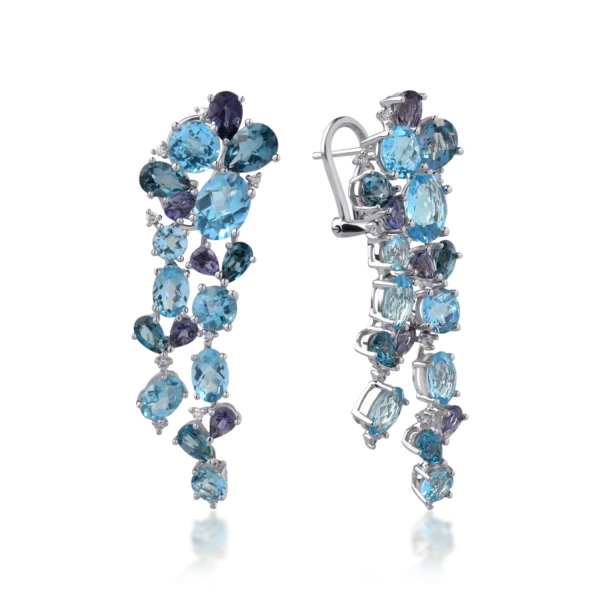 Cercei din aur alb cu pietre pretioase si semipretioase de 17.67ct