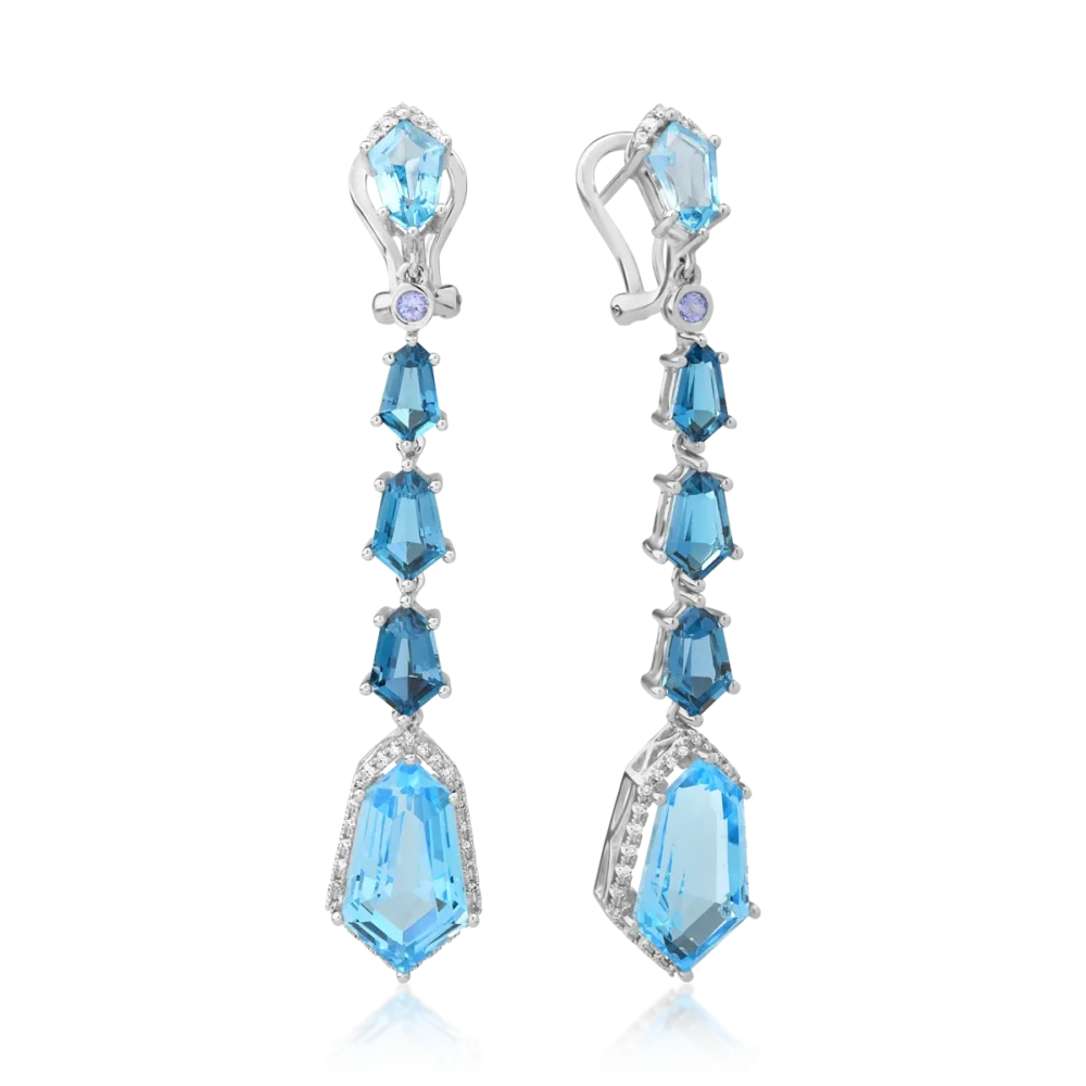 Cercei din aur alb cu pietre pretioase si semipretioase de 18.65ct