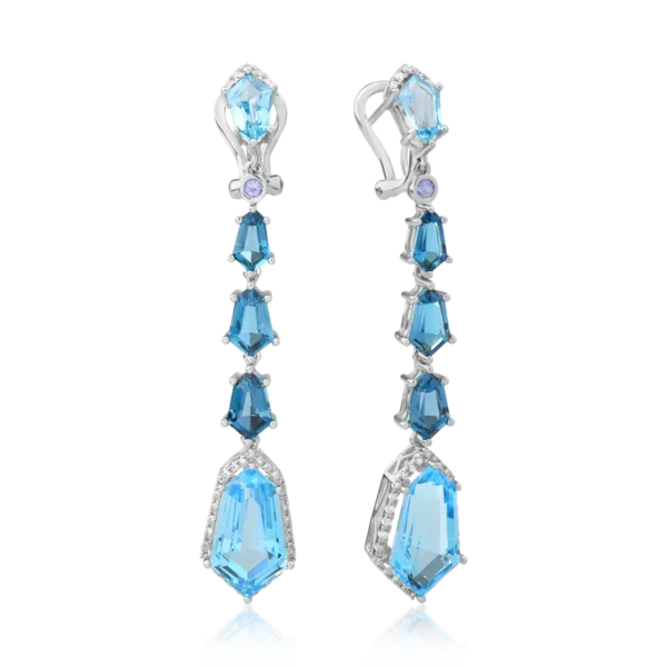 Cercei din aur alb cu pietre pretioase si semipretioase de 18.65ct