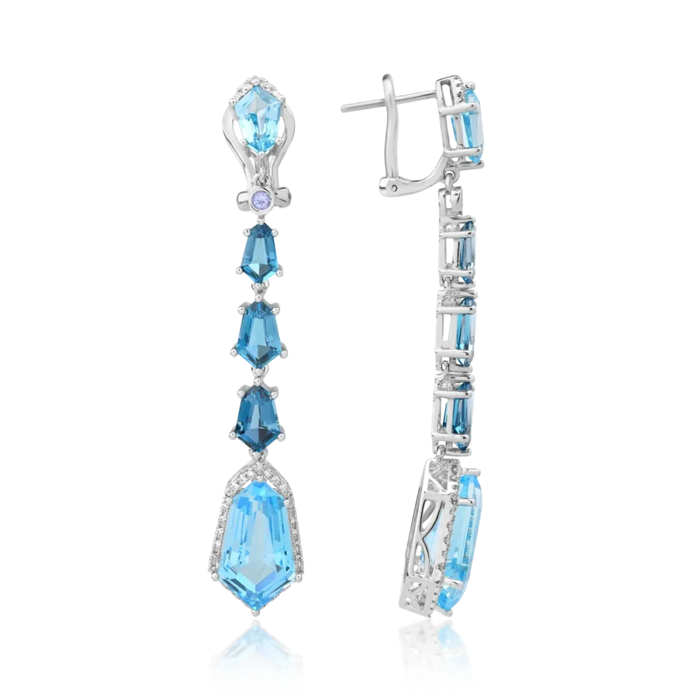 Cercei din aur alb cu pietre pretioase si semipretioase de 18.65ct - imagine 3