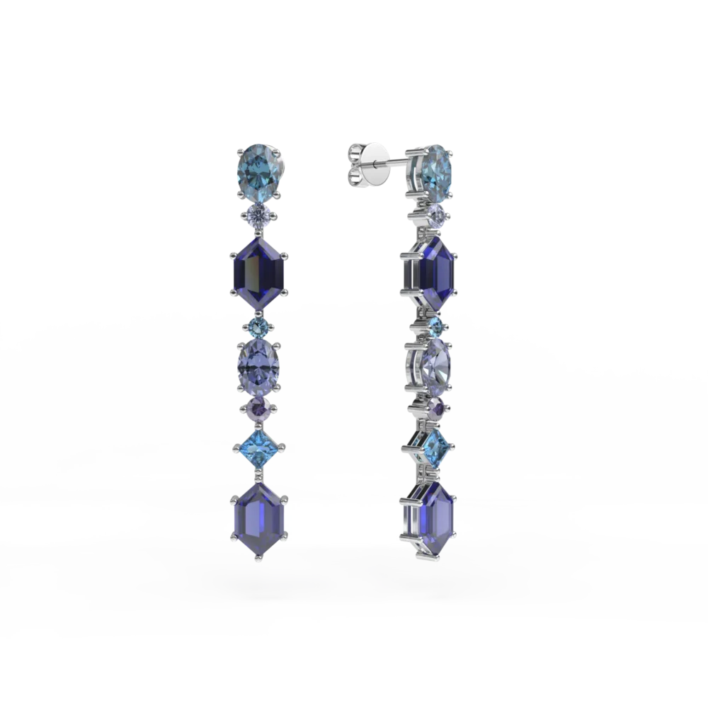 Cercei din aur alb cu pietre semipretioase de 6.1ct