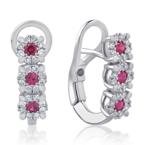 Cercei din aur alb cu rubine de 0.36ct si diamante de 0.32ct