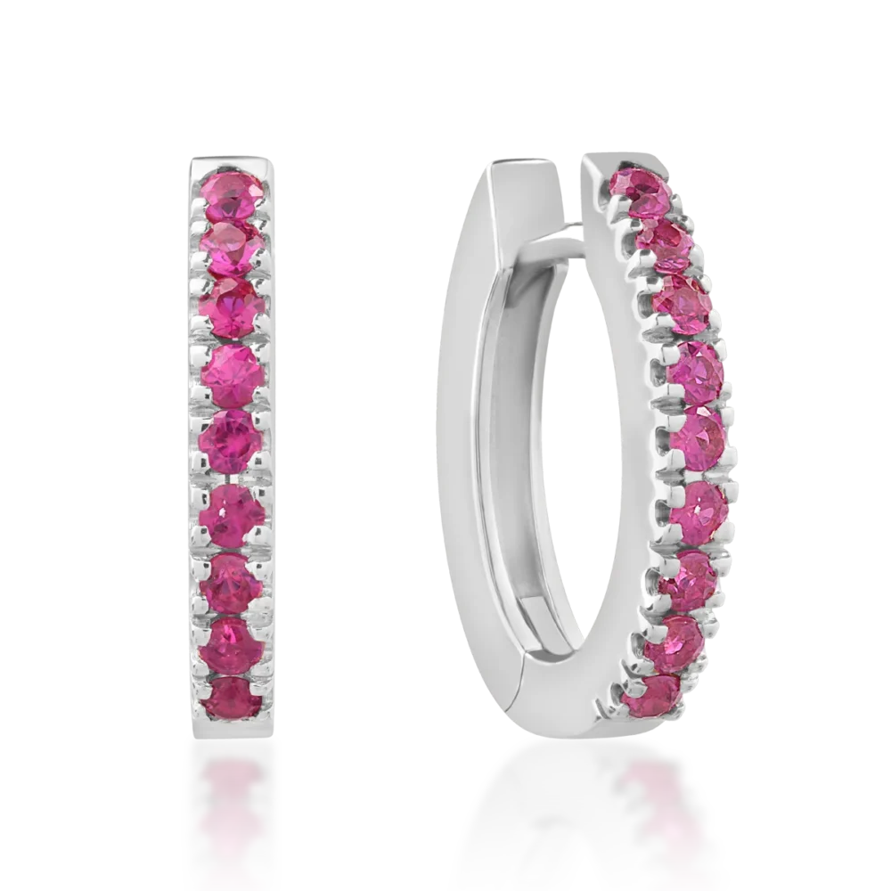 Cercei din aur alb cu rubine de 0.38ct