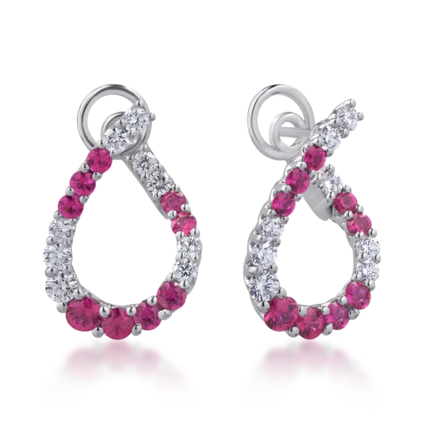 Cercei din aur alb cu rubine de 1.55ct si diamante de 1.09ct