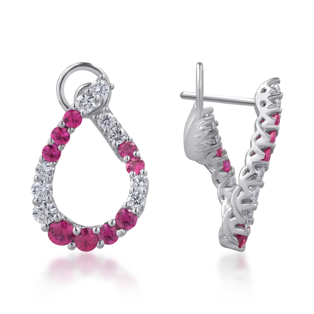 Cercei din aur alb cu rubine de 1.55ct si diamante de 1.09ct - imagine 3