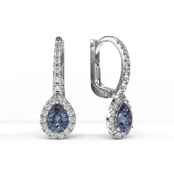 Cercei din aur alb cu safire ovale de 0.91ct si diamante de 0.42ct