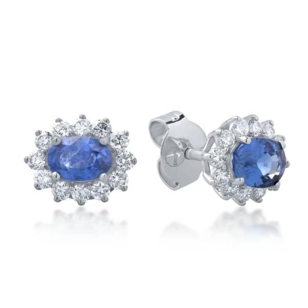 Cercei din aur alb cu safire de 1.46ct si diamante de 0.62ct