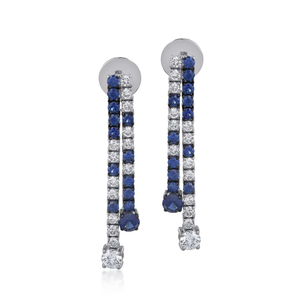 Cercei din aur alb cu safire de 1.84ct si diamante de 1.4ct - imagine 2