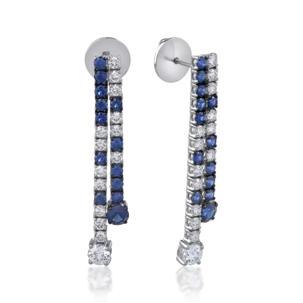 Cercei din aur alb cu safire de 1.84ct si diamante de 1.4ct