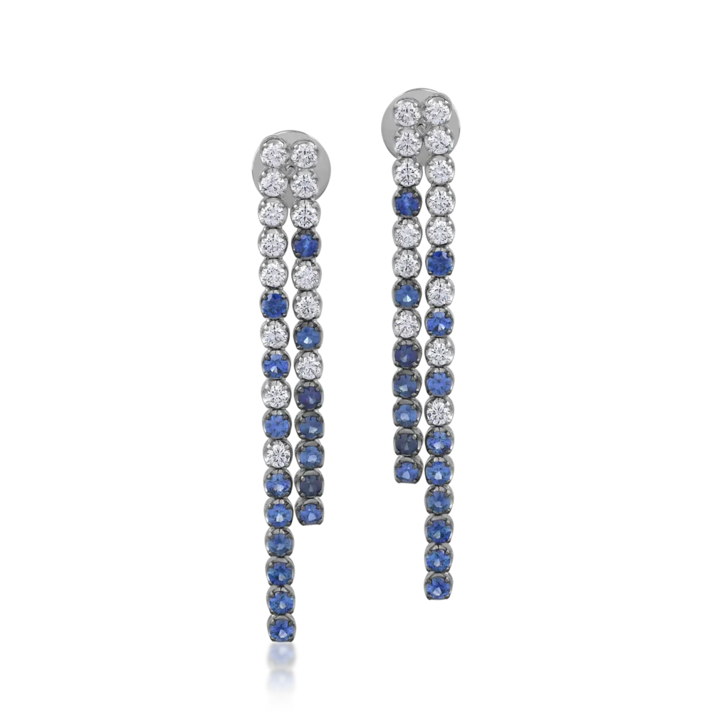 Cercei din aur alb cu safire de 2.23ct si diamante de 1.4ct - imagine 2