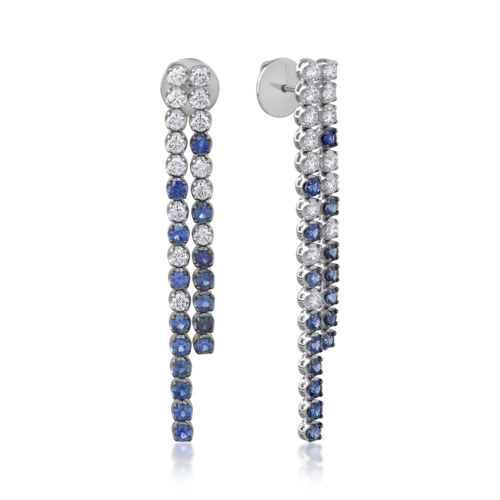 Cercei din aur alb cu safire de 2.23ct si diamante de 1.4ct