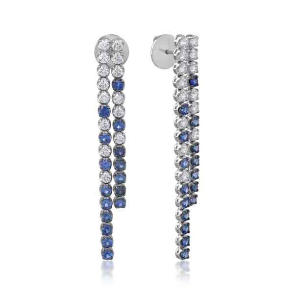 Cercei din aur alb cu safire de 2.23ct si diamante de 1.4ct