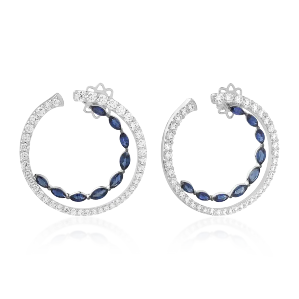 Cercei din aur alb cu safire marquise de 4.04ct si diamante round de 4.66ct