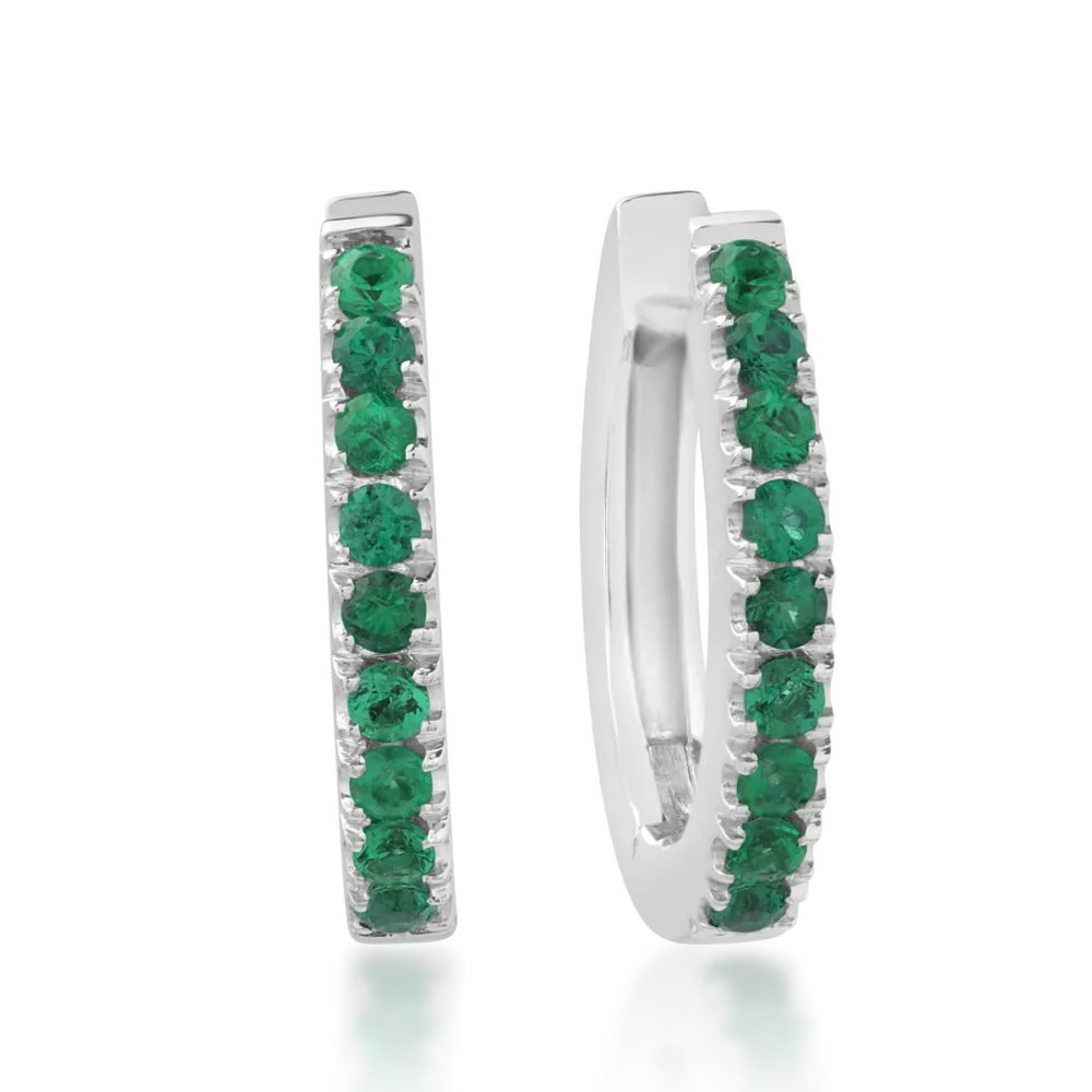 Cercei din aur alb cu smaralde de 0.26ct