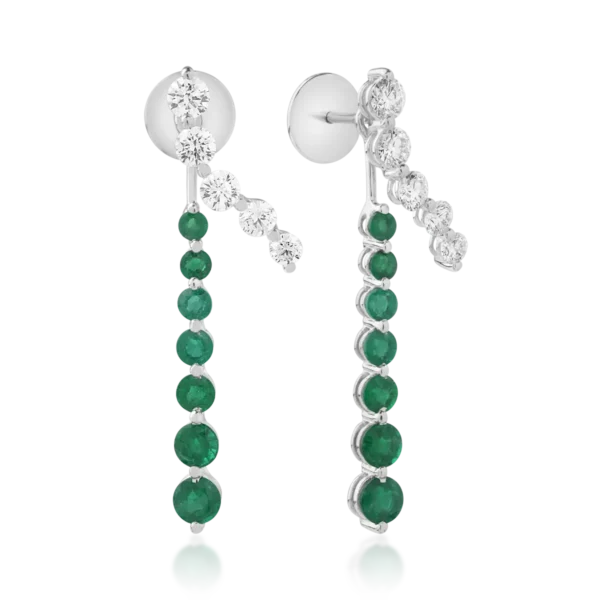 Cercei din aur alb cu smaralde de 2.2ct si diamante de 1.45ct