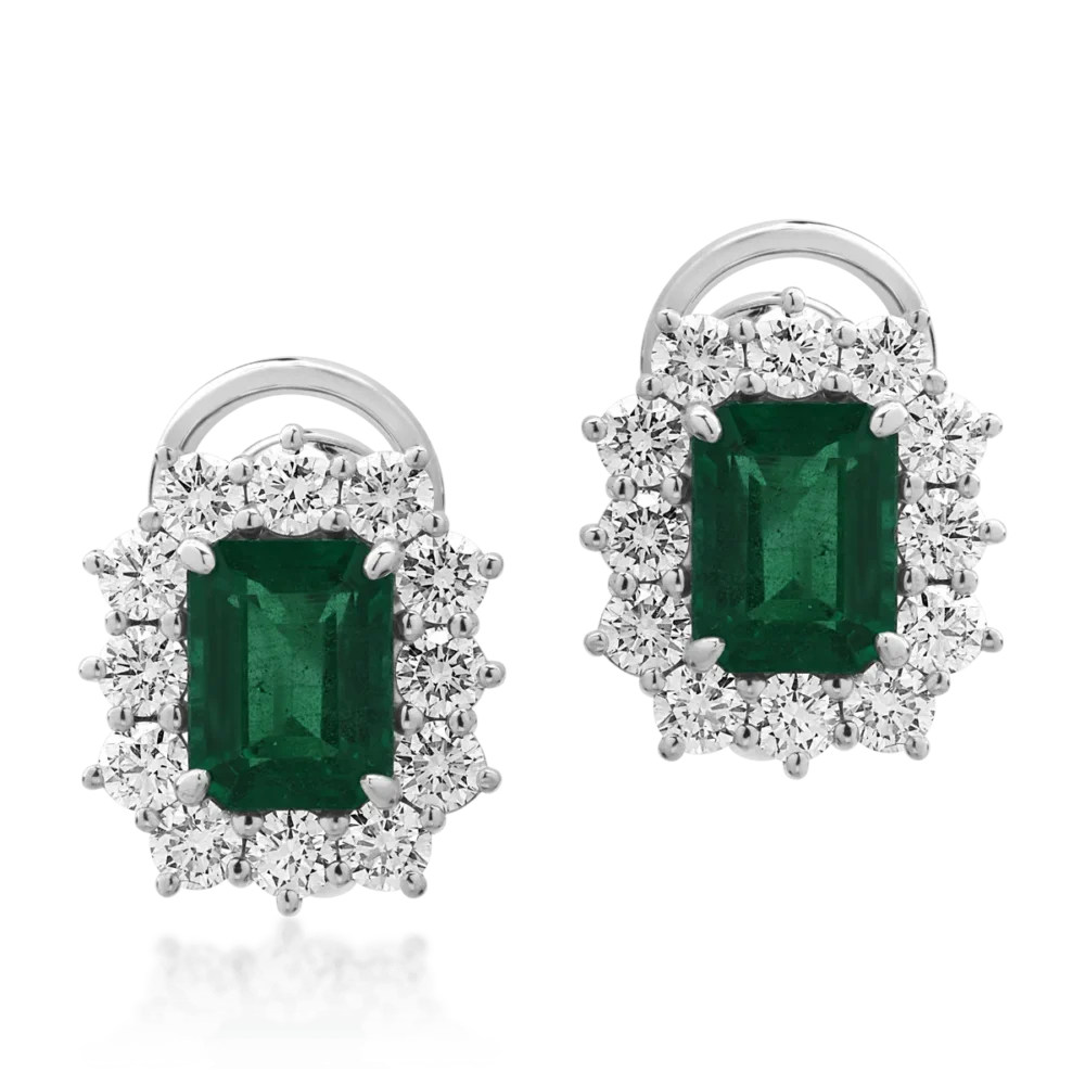 Cercei din aur alb cu smaralde eemrald de 3.55ct si diamante round de 1.98ct - imagine 2