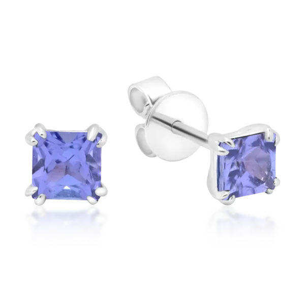 Cercei din aur alb cu tanzanite princess de 0.78ct