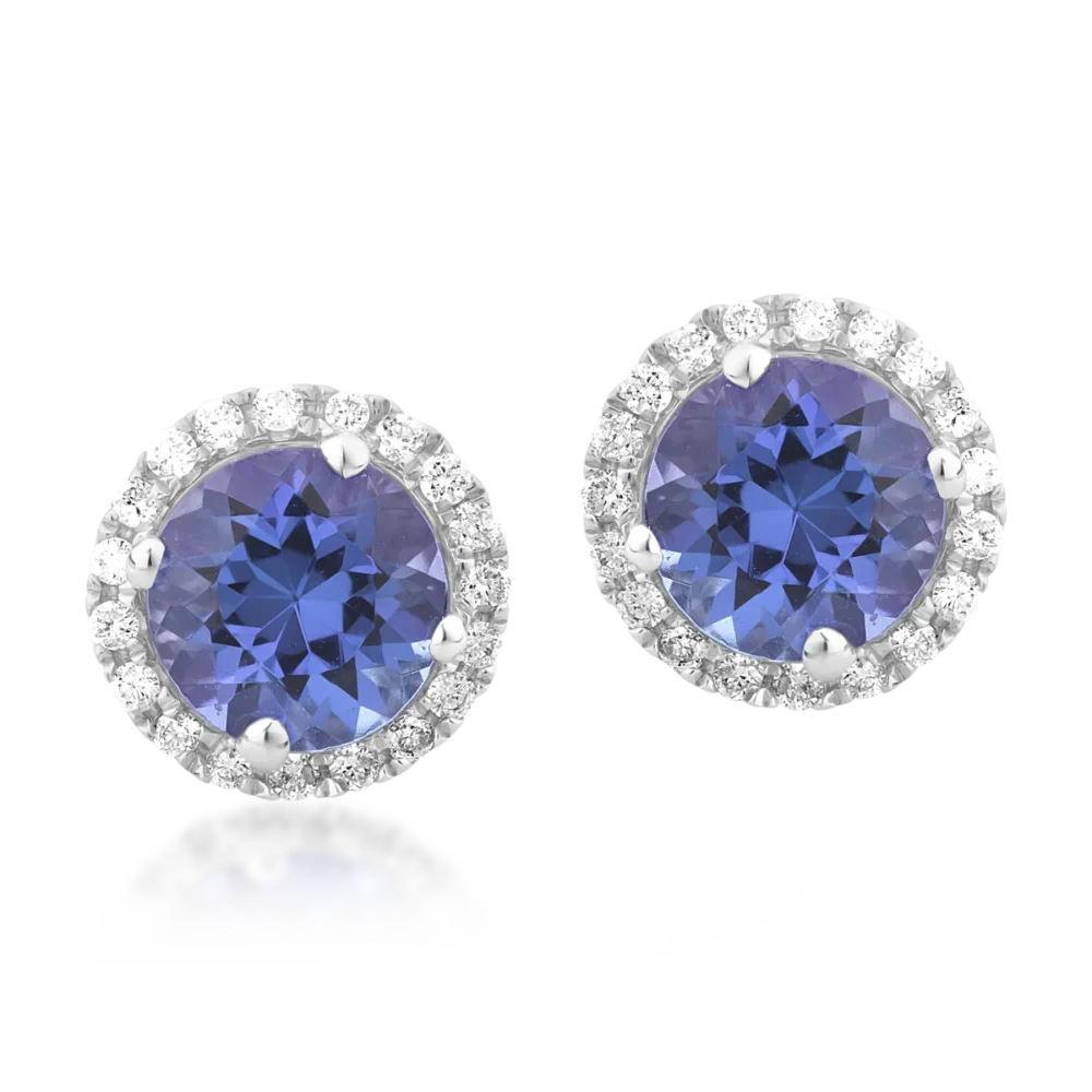 Cercei din aur alb cu tanzanite de 2.27ct si diamante de 0.18ct - imagine 2