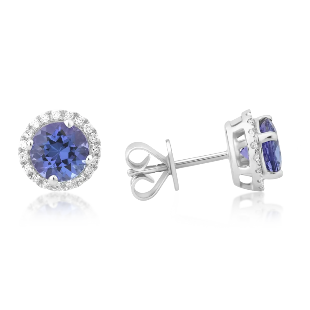 Cercei din aur alb cu tanzanite de 2.27ct si diamante de 0.18ct - imagine 3