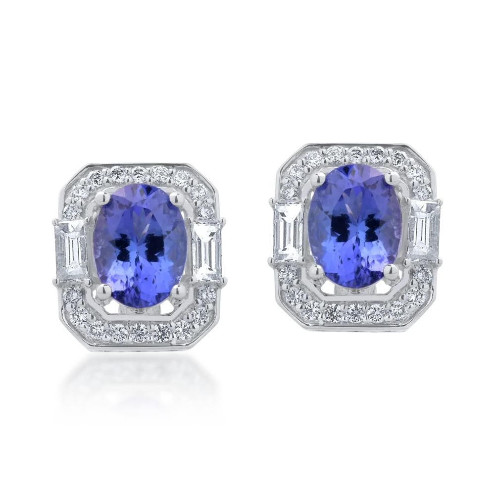 Cercei din aur alb cu tanzanite de 2.74ct si diamante 0.731ct - imagine 2