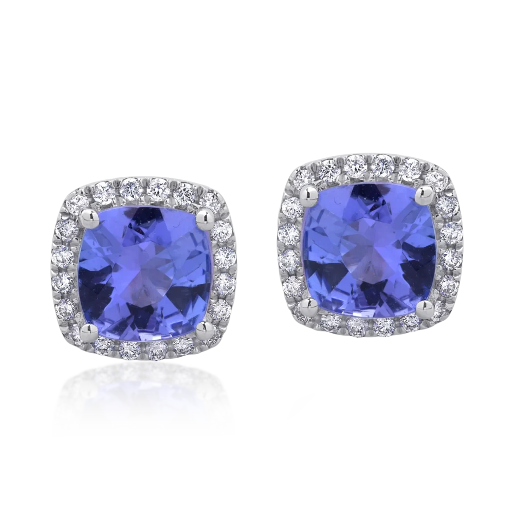 Cercei din aur alb cu tanzanite de 2.84ct si diamante de 0.26ct - imagine 2