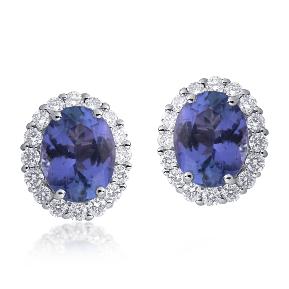 Cercei din aur alb cu tanzanite de 4.39ct si diamante de 0.81ct - imagine 2