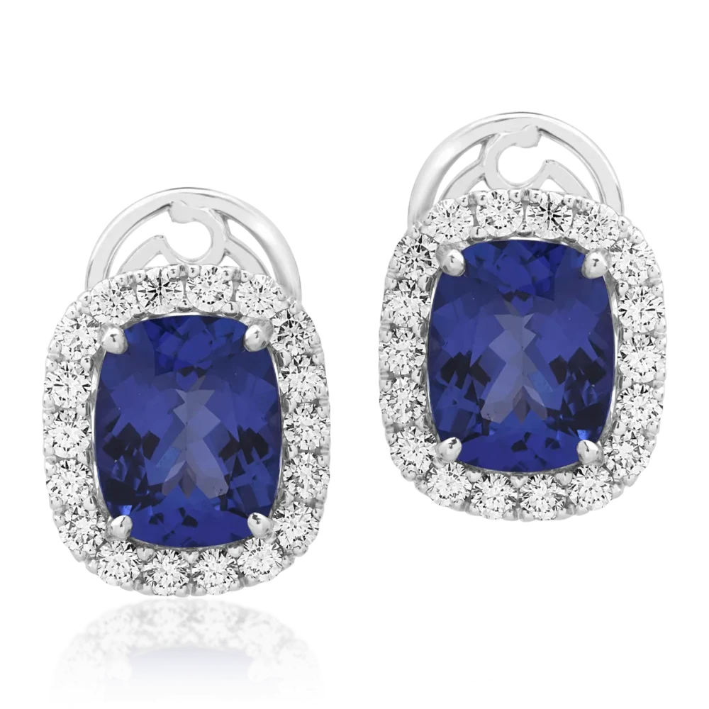 Cercei din aur alb cu tanzanite ovale de 8.22ct si diamante round de 1.6ct - imagine 2