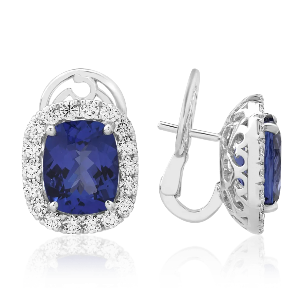 Cercei din aur alb cu tanzanite ovale de 8.22ct si diamante round de 1.6ct - imagine 3