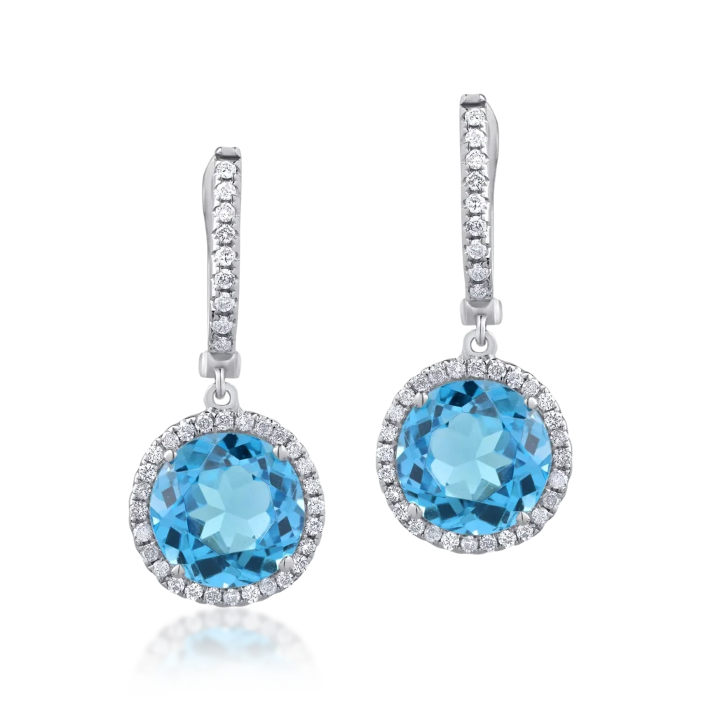 Cercei din aur alb cu topaze albastre de 7.87ct si diamante de 0.41ct - imagine 2